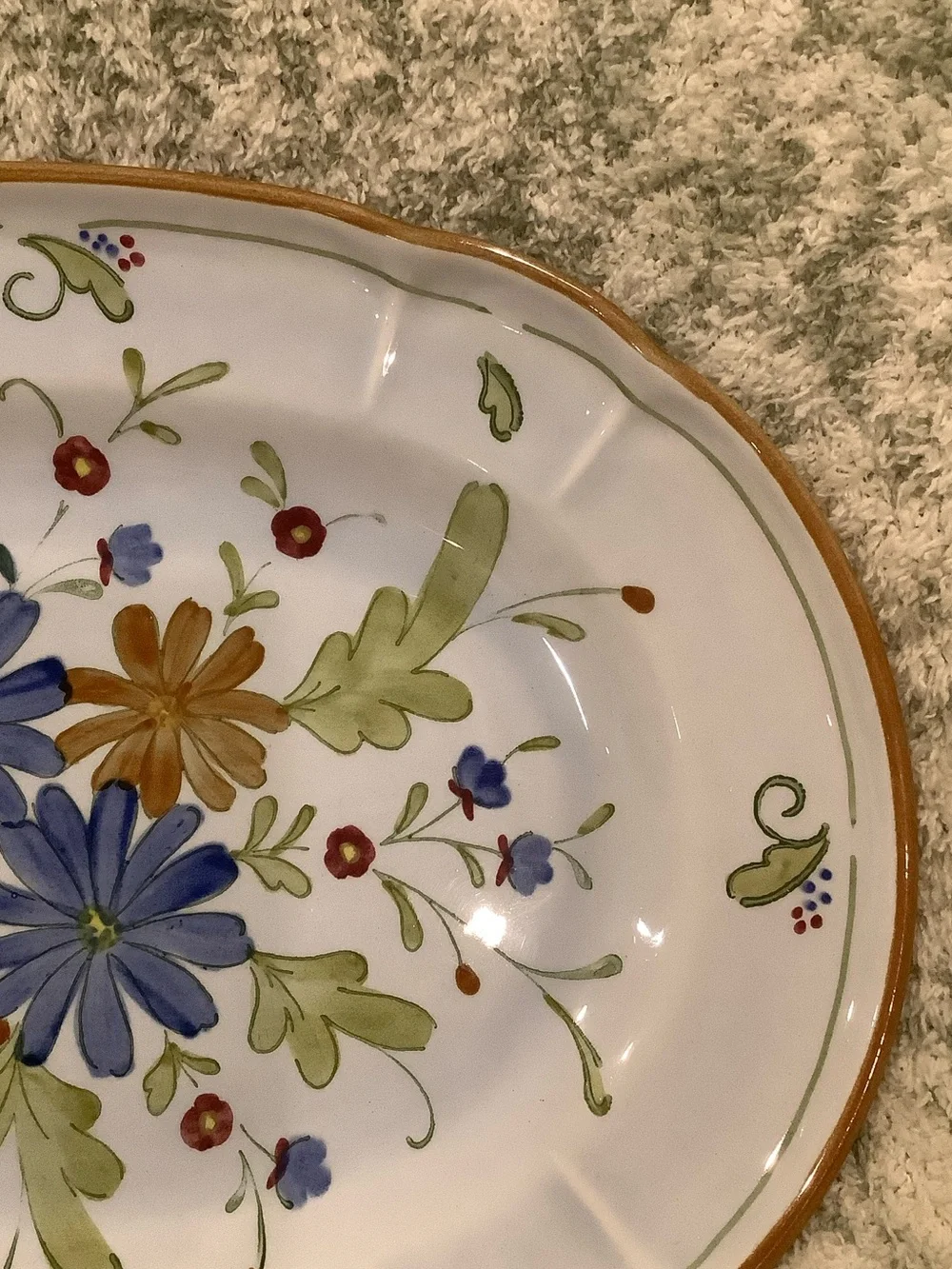 Metlox Hand-Painted Floral Ceramic Serving Platter NWT 13.5x10” Los Angeles CA